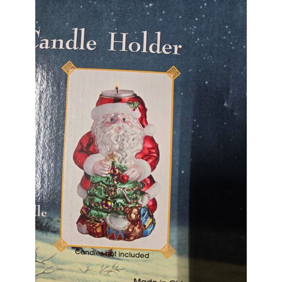 Traditions Christmas Glass Tea Light Candle Holder Set Of 3 - Santa & Snowman Fi - Picture 11 of 13